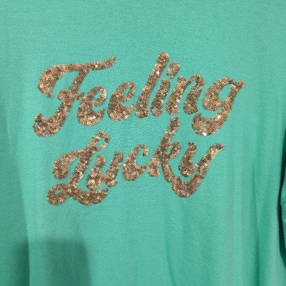 Lane Bryant Bright Green Feeling Lucky Graphic Tee in Size 18/20 (2X) - Picture 6 of 9